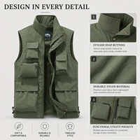Chaleco Utilitario de Nailon Premium Personalizado para Hombre, Transpirable, con Forro de Malla, Cuello Alto, Multibolsillos, Sin Mangas, para Viajes, Trabajo y Actividades al Aire Libre