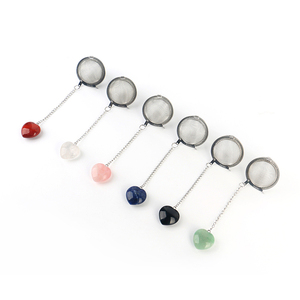 Groothandel 304 Roestvrijstalen Hartvormige Hanger Kristallen Thee-Infuser Zeef - Product Image 5