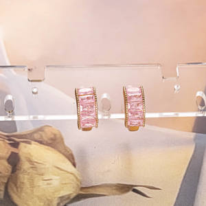 CM gioielli moda commercio all'ingrosso 18K ottone con piatto d'<span class=keywords><strong>oro</strong></span> <span class=keywords><strong>orecchini</strong></span> di alta qualità <span class=keywords><strong>rettangolari</strong></span> rosa zirconi <span class=keywords><strong>orecchini</strong></span> da donna - Product Image 6