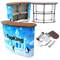 Comptoir de réception portable en aluminium et acier, table d'exposition pop-up avec graphisme personnalisé imprimé pour les salons professionnels et les événements d'entreprise