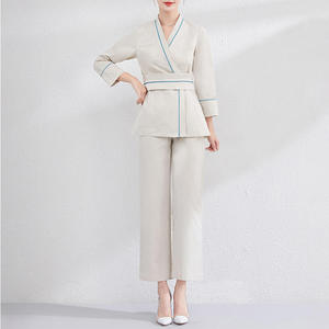 ชุดยูนิฟอร์มพยาบาล/สปา/เสริมสวย พร้อมเข็มขัดผูกหลัง โลโก้สั่งทำได้ <span class=keywords><strong>เสื้อ</strong></span>สครับมีกระเป๋า <span class=keywords><strong>เสื้อ</strong></span>คลุมสั้น <span class=keywords><strong>เสื้อ</strong></span>เชิ้ต กางเกงขายาวสำหรับผู้หญิง - Product Image 2