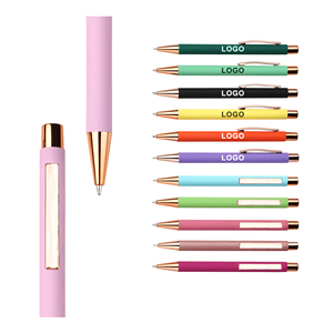 New Novelty Custom Logo Rose Gold Metal Aluminum Ballpoint <b>Pen</b> With Press Rubber Matte Business Printed Personal for Stationery - Product Image 3