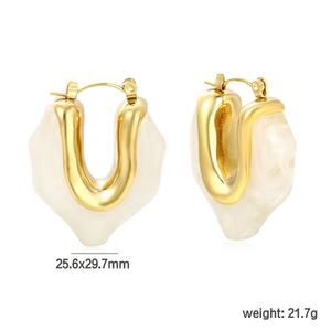 Modernos Pendientes de Aro de Acero Inoxidable para el Verano, Chapados en Oro de 18K, con Resina Colorida, Geométricos e Impermeables para Mujer - Product Image 2