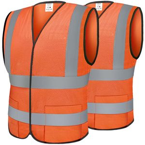 Chaqueta de alta visibilidad personalizada barata y de alta calidad, chaleco reflectante de seguridad de tela de poliéster 100%, ropa de seguridad reflectante - Product Image 2