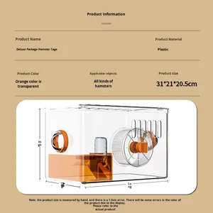 <strong>Large</strong> Transparent Acrylic Golden Hamster <strong>Cage</strong> Silent Running <strong>Wheel</strong> Solid Plastic Portable Space-Saving High Visibility for <strong>Pet</strong> - Product Image 3