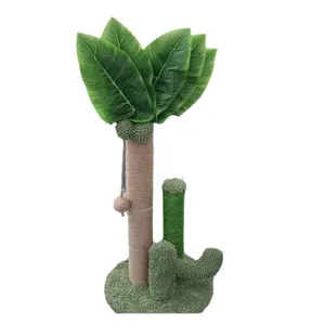 Custom Available Cactus Cat Tree Cat Scratching Post Sisal Rope With Leaves