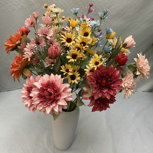 Fleurs artificielles Queyiyi, Dahlia et Chrysanthème, 30cm-100cm, haute simulation, pour mariage, décoration intérieure, arrangement floral - Product Image 3