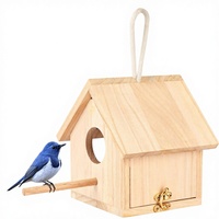 Nichoir pour oiseaux en bois massif personnalisé, moderne, luxueux, extérieur, solide, facile à assembler, nid pour animaux de compagnie, chaud, suspendu, mural, toutes saisons