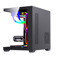 Lovingcool grosir MATX Mid Tower PC Casing Gaming menara komputer dengan kaca Tempered MicroATX Form Factor Casing