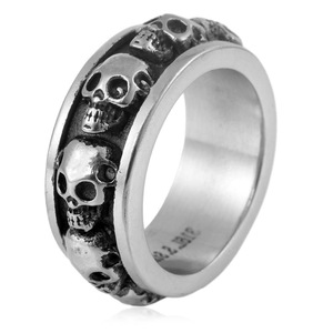 Yunnique – bague tête de mort pour hommes, couleur acier, style gothique punk, bijoux à la mode, cadeau - Product Image 1