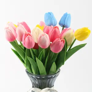 Mini PU Tulip Touch Simulation Flower Home Decoration Bonsai Flower Arrangement Artificial Flower Photography Props Cross border