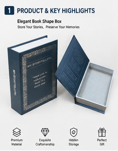 Emballage rigide en forme de livre bleu avec fermeture magnétique, estampage à chaud et impression personnalisée, boîte cadeau magnétique en forme de livre - Product Image 5