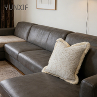 Housse de coussin décorative en tissu doux, style rustique neutre, pour canapé