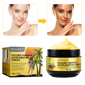 Crema aceleradora de <span class=keywords><strong>bronceado</strong></span> dorado orgánico Natural de 50g al por mayor, bronceador instantáneo, crema de solárium autobronceadora <span class=keywords><strong>Facial</strong></span> sin sol corporal - Product Image 1