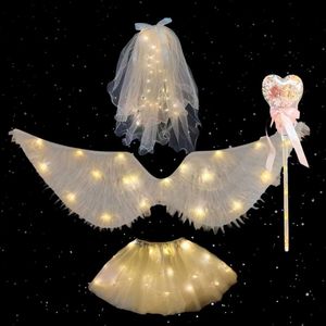 Ailes d'ange lumineuses pour enfants, accessoires de déguisement pour filles, elfes et fées, performance photo-cosplay, décoration dorsale pour adultes, lumineuses - Product Image 4