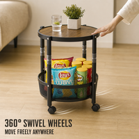Chariot de rangement pliable à roulettes en acier au carbone à 2/3/4 niveaux, chariot utilitaire en métal noir, étagère de rangement pour petit appartement, table basse