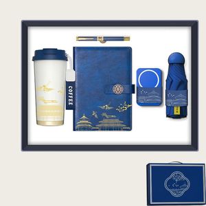 Set de Regalo Portátil 5 en 1: Taza de Café + Laptop A5 + Batería Externa Portátil + Paraguas de Cápsula + Bolígrafo, con Logotipo Personalizado Impreso en UV, Papel Hecho a Mano - Product Image 1