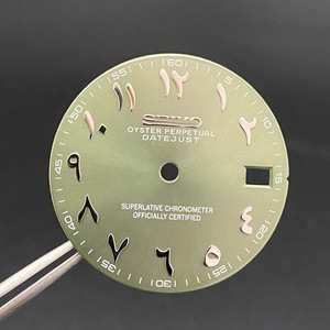 Nouveau cadran de montre avec index arabes 28,5 mm, finition sunburst argent et or rose, compatible avec les mouvements NH35 NH36 - Product Image 2