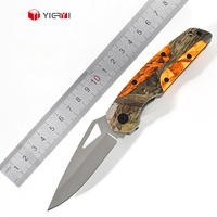 Couteau de poche pliable économique et durable, lame en acier inoxydable 3Cr13, manche en aluminium et caoutchouc, motif camouflage, équipement de chasse tactique
