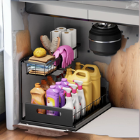 Armoire d'organisateur d'évier de cuisine en métal de vente chaude avec des supports de stockage efficaces sous l'évier
