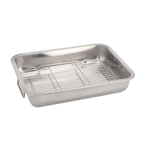 In Acciaio inox Torrefazione Pan <span class=keywords><strong>Con</strong></span> Cremagliera Rettangolare Cuocere Pan <span class=keywords><strong>Teglia</strong></span> Foglio <span class=keywords><strong>Con</strong></span> Rack Di Raffreddamento - Product Image 1