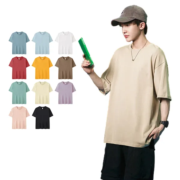 2022 Brand New Men's Cotton T-shirts O-Neck Men T-shirt Combed Drop Shoulder Man T-Shirt Simple And Loose Couple Tees