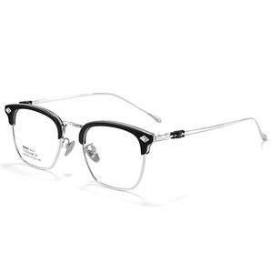 Montura de gafas de medio aro inspirada en Croxin Max006, gafas graduadas rectangulares de titanio para hombre, ligeras - Product Image 1