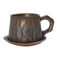 Tasse à café en céramique glaçure céramique japonaise nordique faite à la main poterie tasse à thé avec soucoupe