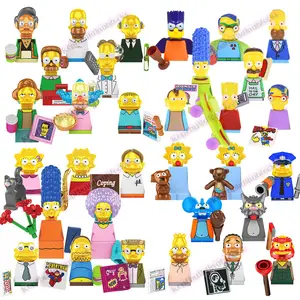 Keluarga Simpsons blok tokoh kartun Anime film Homer Marge Bart Lisa Maggie Simpson Mini blok bangunan figur batu bata mainan