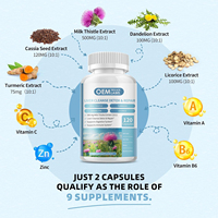Supplément OEM en capsules de chardon-Marie avec extrait de racine de pissenlit pour le nettoyage détox du foie, soutien du système immunitaire digestif