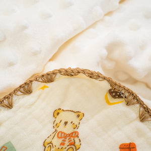 Manta de Bebé Recién <span class=keywords><strong>Nacido</strong></span> de Algodón Crepé Suave con Puntos Minky, Diseño de Dibujos Animados, OEM ODM, Estampado Personalizado, Cubierta para Cochecito, 300 Hilos, Para Todas las Estaciones - Product Image 2