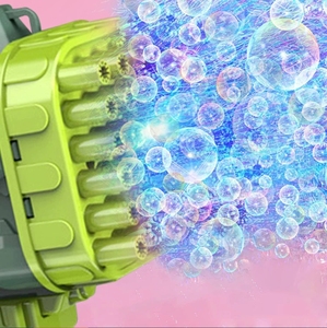 Machine à bulles 32 trous, pistolet à bulles, lanceur de fusées dinosaure, lumière de charge, machine à bulles électrique portative pour enfants - Product Image 3