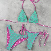 Ensemble bikini triangle à pois 2026 pour femme, maillot de bain dos nu à nouer sur les côtés, style rétro Y2K, tenue de plage