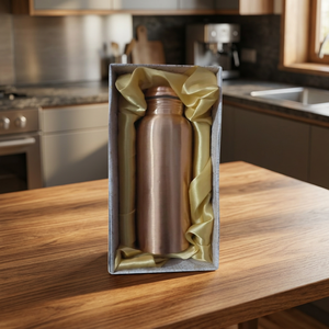 Botella de Agua de Cobre Puro con Tapa, Color Dorado, Gran Capacidad, Taza para Beber, para Hogar, Oficina, Viajes, Camping - Artesanía India - Product Image 2