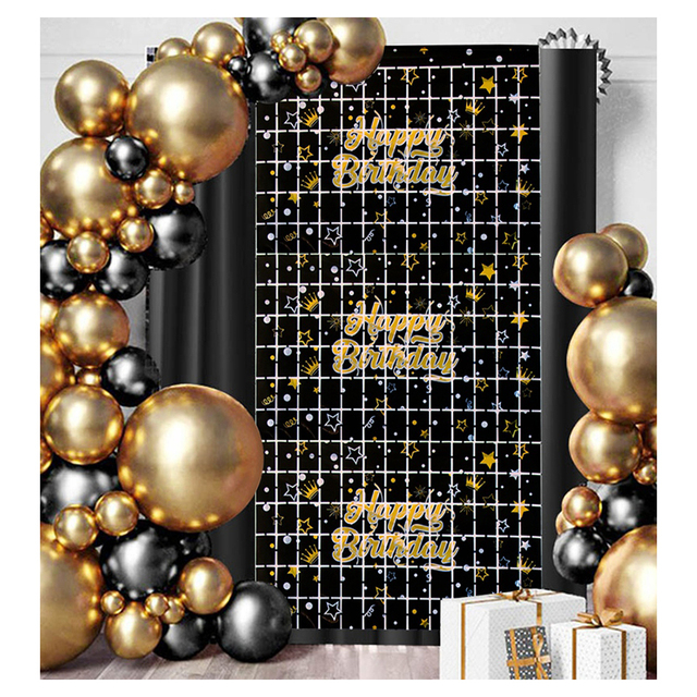 2Meters Happy Birthday Printing Foil Curtain Backdrops Birthday Party Decorations Sequin Wall Backdrop Wedding Party Backdrop