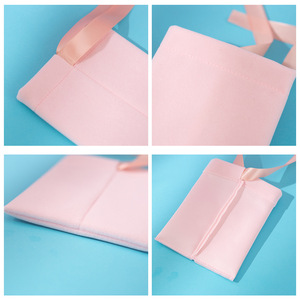 Bolsas de terciopelo rosa con cordón de 15x20cm, 12x15cm, 10x12cm, 7x9cm, 6x13cm con lazo de cinta para guardar joyas, regalos y empaques. - Product Image 4