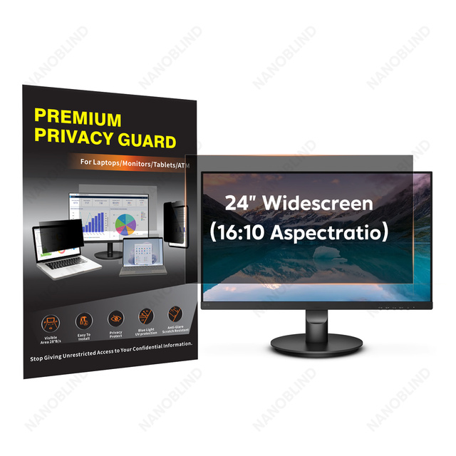 Nanoblind 95% Blue Light Cut 99% UV Cut PET Removable Laptop Privacy Filter for 24inch 16:10 Computer Monitor