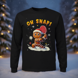 Oh Snap Gingerbreadman Christmas Pickleball T-shirt a maniche lunghe - Product Image 2