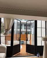 Porte de patio intérieure à battants de style français, aspect acier, avec isolation thermique, surface finie, pour bar domestique, garantie 3 ans
