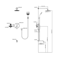 Les ensembles de robinets de douche de plafond de luxe contiennent un pommeau de douche pluie et un système de douche à main avec bec de baignoire et valve