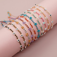 Bracelets d'amitié bohèmes faits à la main, ajustables, avec perles colorées en forme de marguerite, idéal comme cadeau