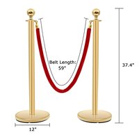 Barrière en corde d'acier inoxydable personnalisée avec éclairage pour scène d'exposition et gestion des files d'attente, poteaux dorés – Prix usine