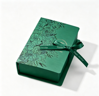 Boîte cadeau magnétique de luxe avec imprimé floral, boîte d'emballage cadeau en papier rigide avec nœud en ruban personnalisé pour anniversaire, mariage, cadeau