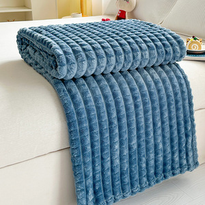 Couverture hiver bureau flanelle jeter couverture motif solide <span class=keywords><strong>fausse</strong></span> <span class=keywords><strong>fourrure</strong></span> <span class=keywords><strong>Plaid</strong></span> rayé tricoté Technique doux lisse confortable - Product Image 6
