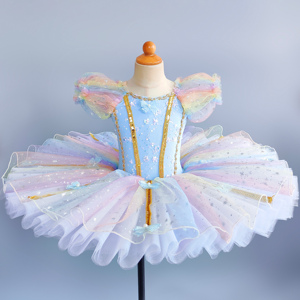 Tutù Professionale per Bambine, Abito <span class=keywords><strong>da</strong></span> Ballerina e Costume per Pattinaggio Artistico, Vestito Bianco per Il Lago dei Cigni - Product Image 5