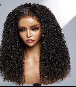 Handmade <strong>4C</strong> Hairline Glueless Curly 13x4 Human Hair Lace Front Bob <strong>Wig</strong> With <strong>4C</strong> Curly <strong>Edges</strong> Kinky Baby Hair - Product Image 2