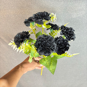 <span class=keywords><strong>Precio</strong></span> barato flores decorativas 7 cabezas <span class=keywords><strong>ramo</strong></span> de clavel Rosa falso para fiesta de boda - Product Image 6