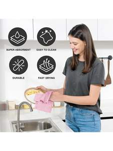 Sợi Nhỏ Vải Trong Cuộn <span class=keywords><strong>Lint</strong></span> Miễn Phí Sạch Khăn Lau Giá Trị Gói Tái Sử Dụng Khăn Bếp 20 Sạch Vải Mỗi Cuộn Màu Hồng - Product Image 3