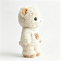 Ours en peluche personnalisé beige clair, moelleux, avec pull tricoté et broderie d'ours, jouet animal en peluche mignon et doux