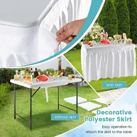 Vente en gros en usine Table de remplissage et de refroidissement pliante en plastique blanc de 4 pieds avec étagère de service pour les événements de camping en plein air